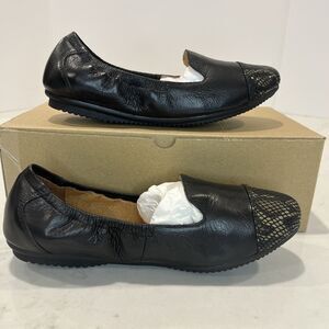 Josef Seibel NEW Pippa Black Snake Comfort Ballet Cap Flats Shoes EU 37 US 6-6.5